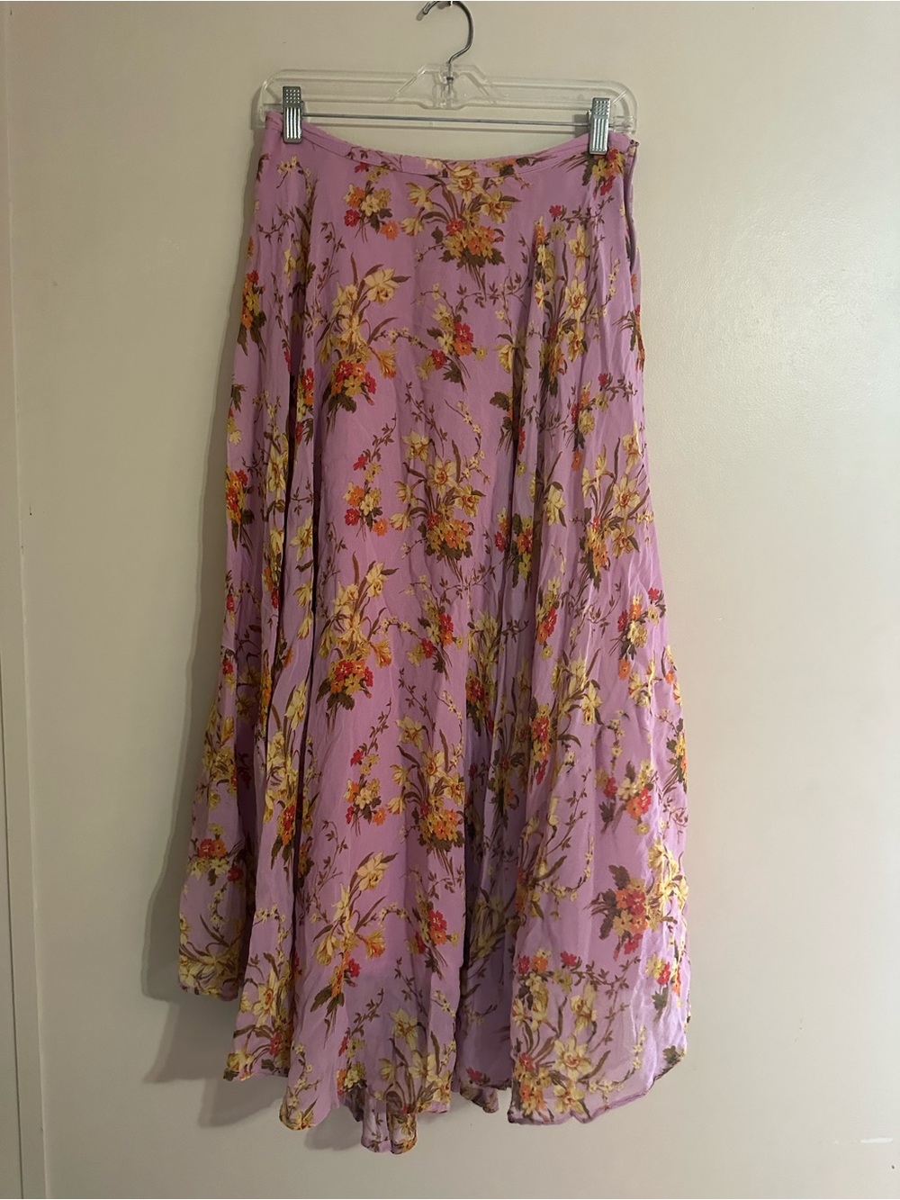 Anthropologie Lavender Floral Midi Skirt